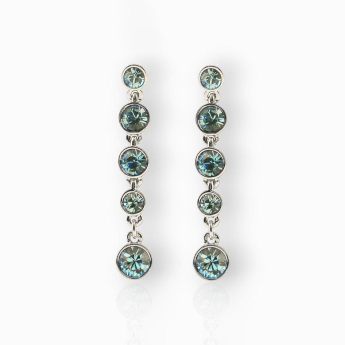 Aqua Fringe Tiara - Earrings on a white background.