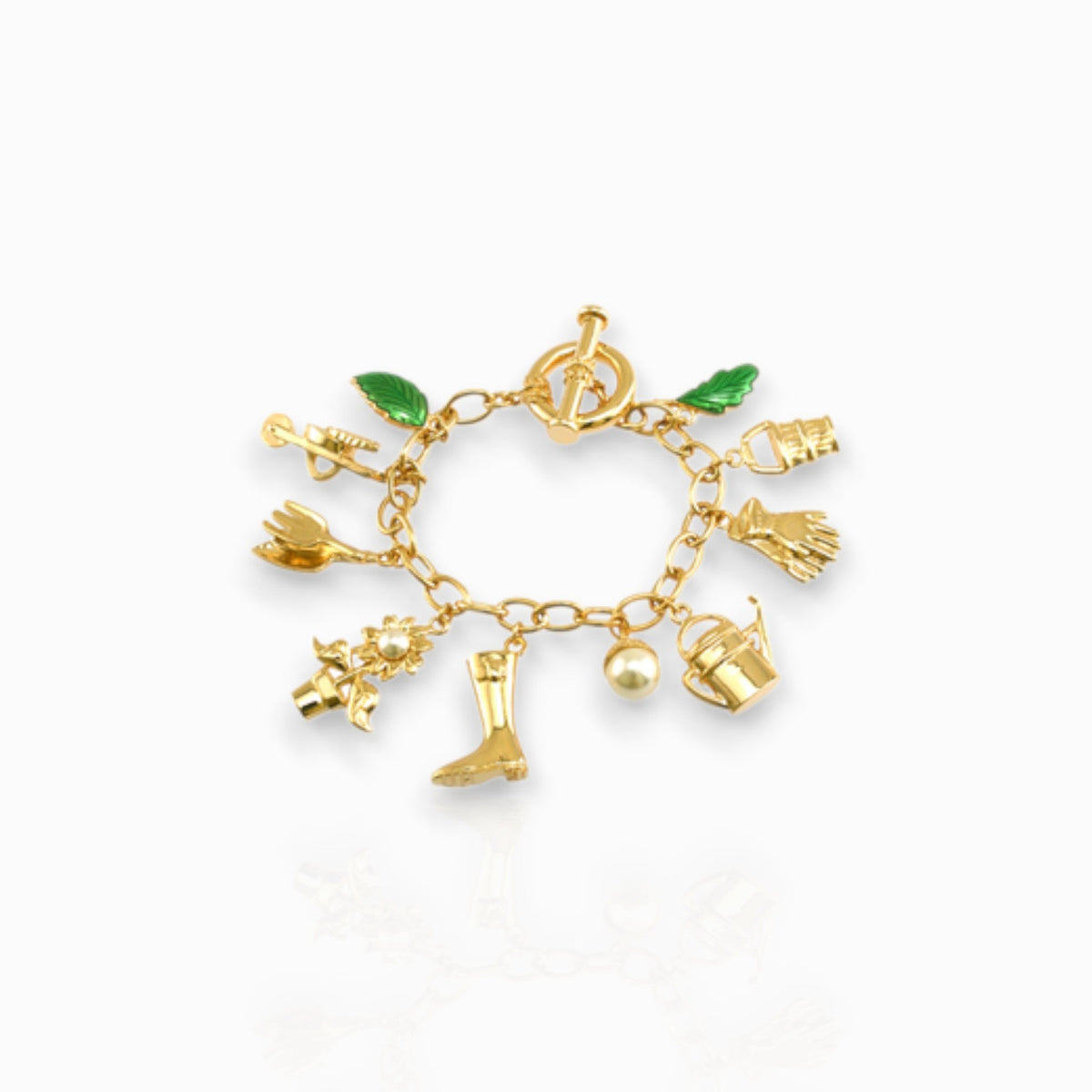 Gardening - Charm Bracelet on a white background.