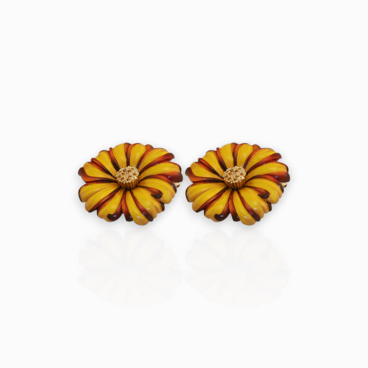 Marigold Large - Earrings on a white background.
