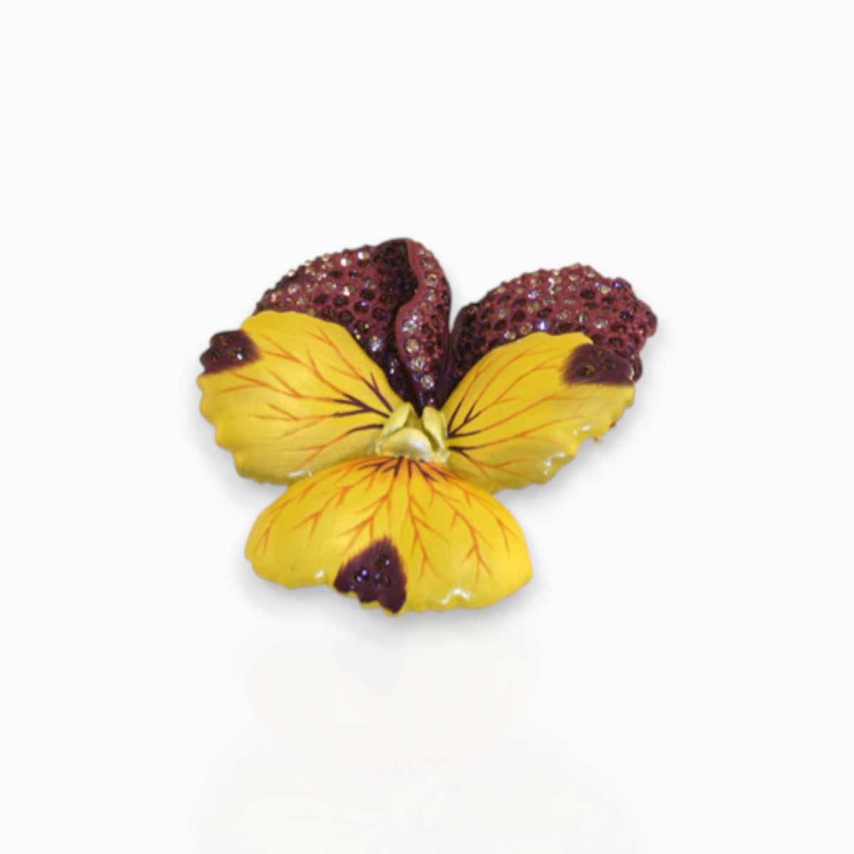 Violet Flower Large - Brooch on a white background.