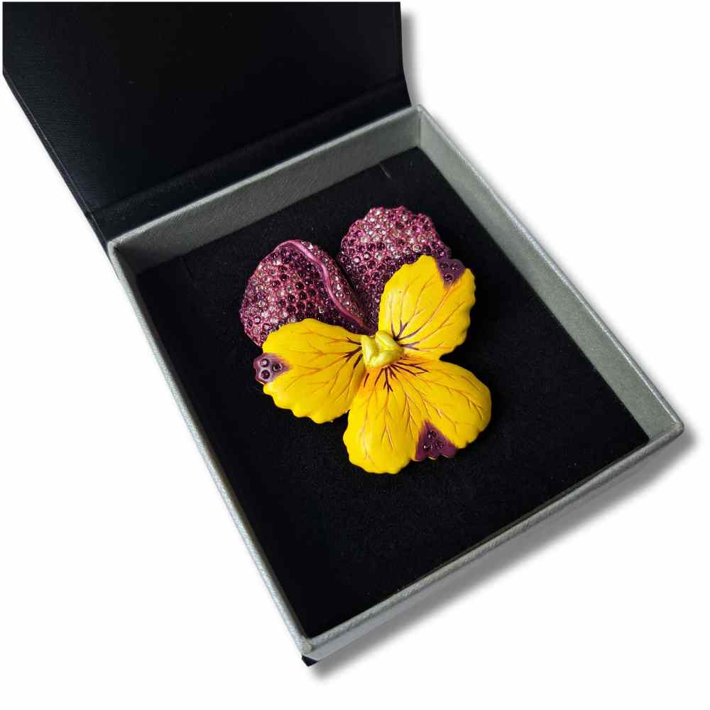 Violet Flower Brooch (Large) - February Birth Flower Brooch - TimeLine Gifts