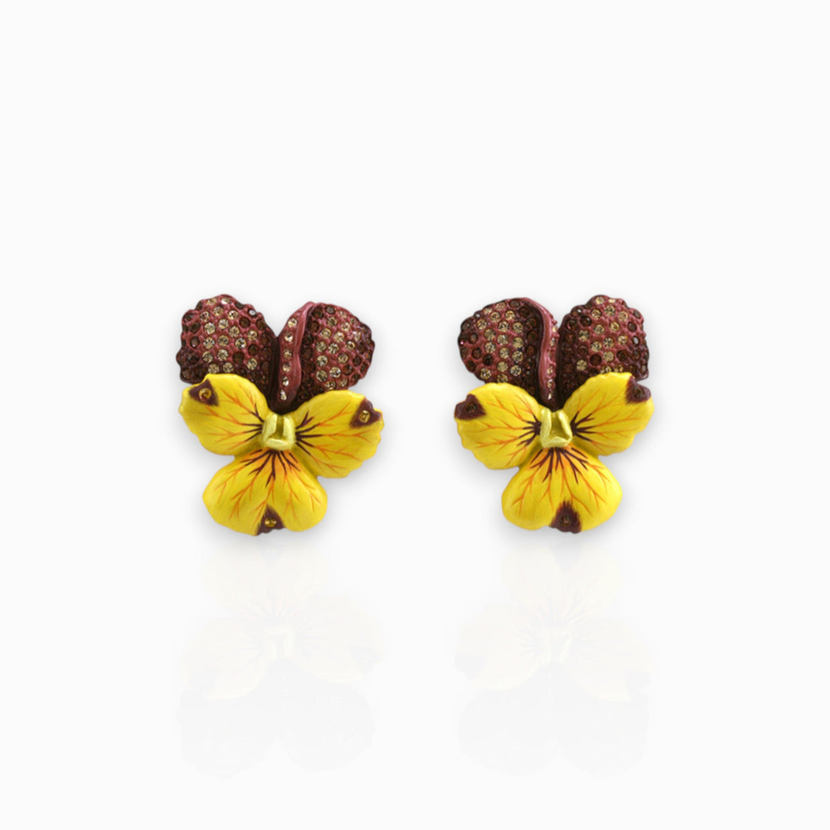 Violet Flower Large - Earrings on a white background.