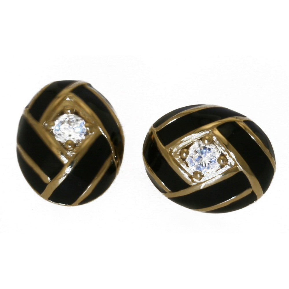 Black Enamel Weave Earrings