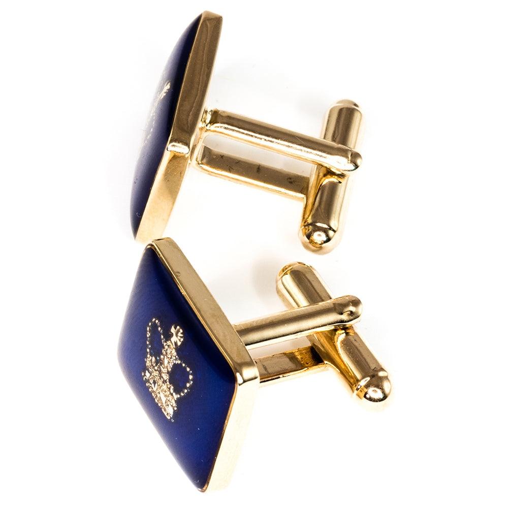 Blue Enamelled Crown - Cufflinks on a white background (photo 3)