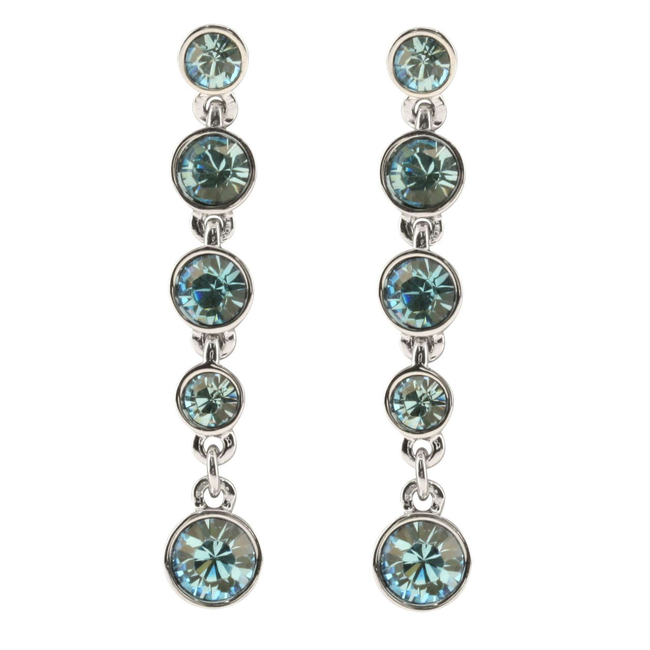 Crystal Fringe Tiara Earrings - Aqua Blue - TimeLine Gifts