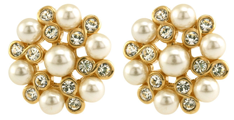Elizabethan Faux Pearl Clip On Earrings