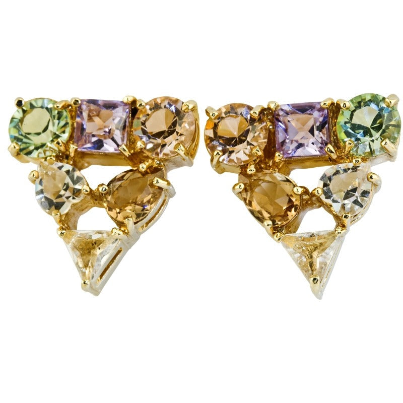 Gems Crystal Triangle Earrings