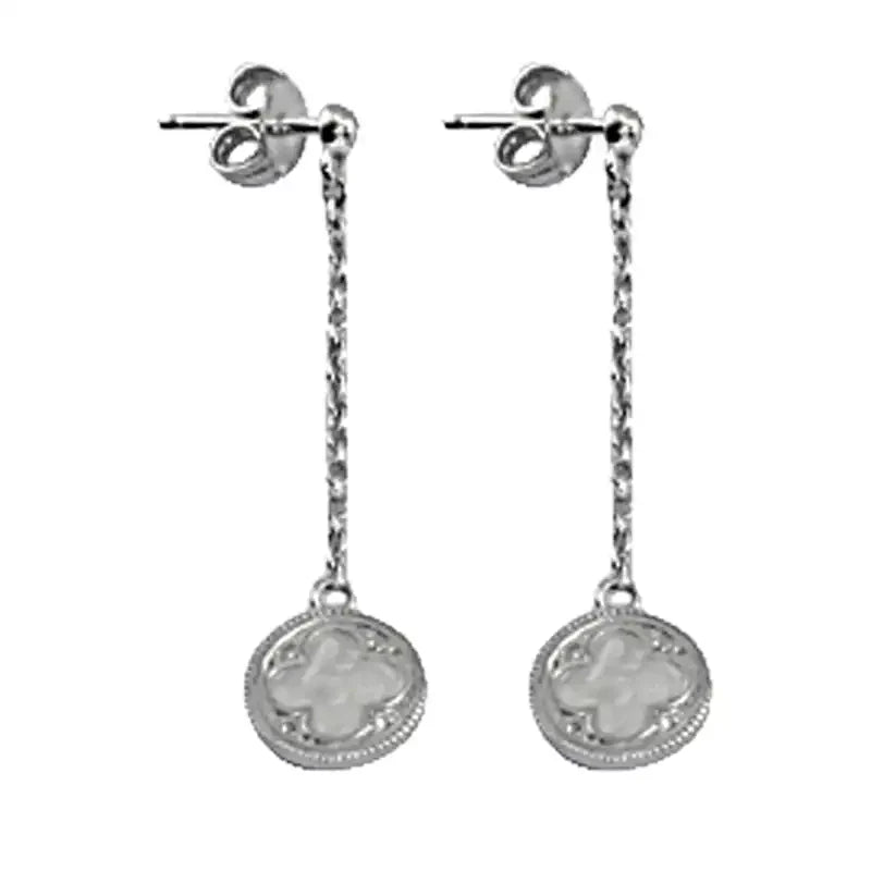 Gothic Quatrefoil Pearl Enamel Earrings