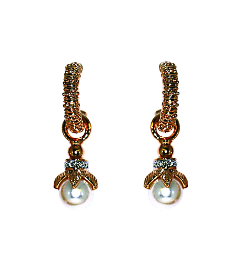 Hooped Earrings with Cream Faux Pearl - TimeLine Gifts