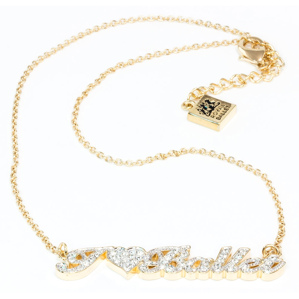 "I Love Ballet" Pendant Pave - Gold Toned