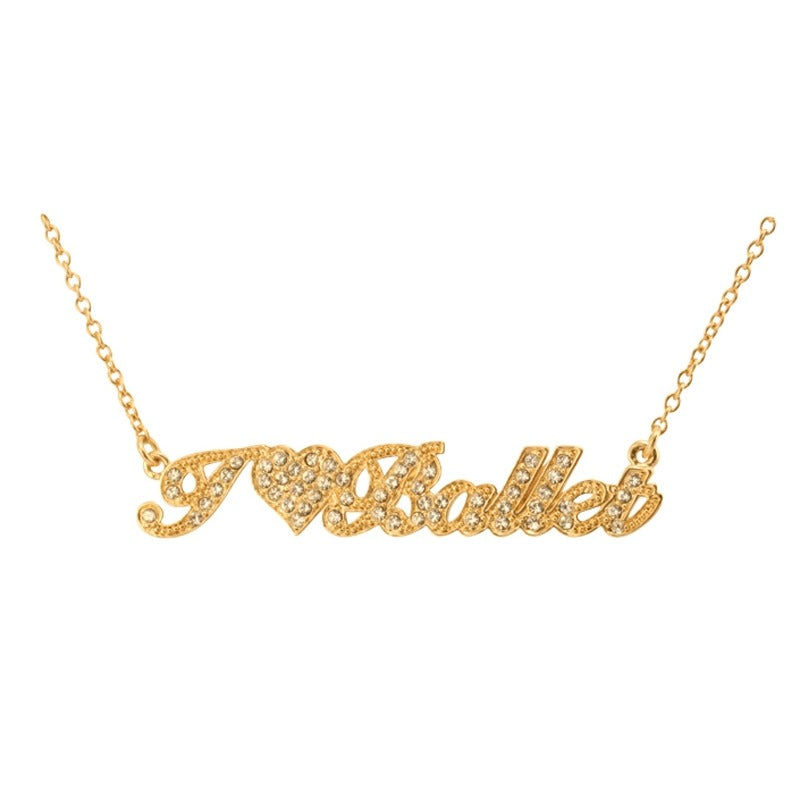 "I Love Ballet" Pendant Pave - Gold Toned