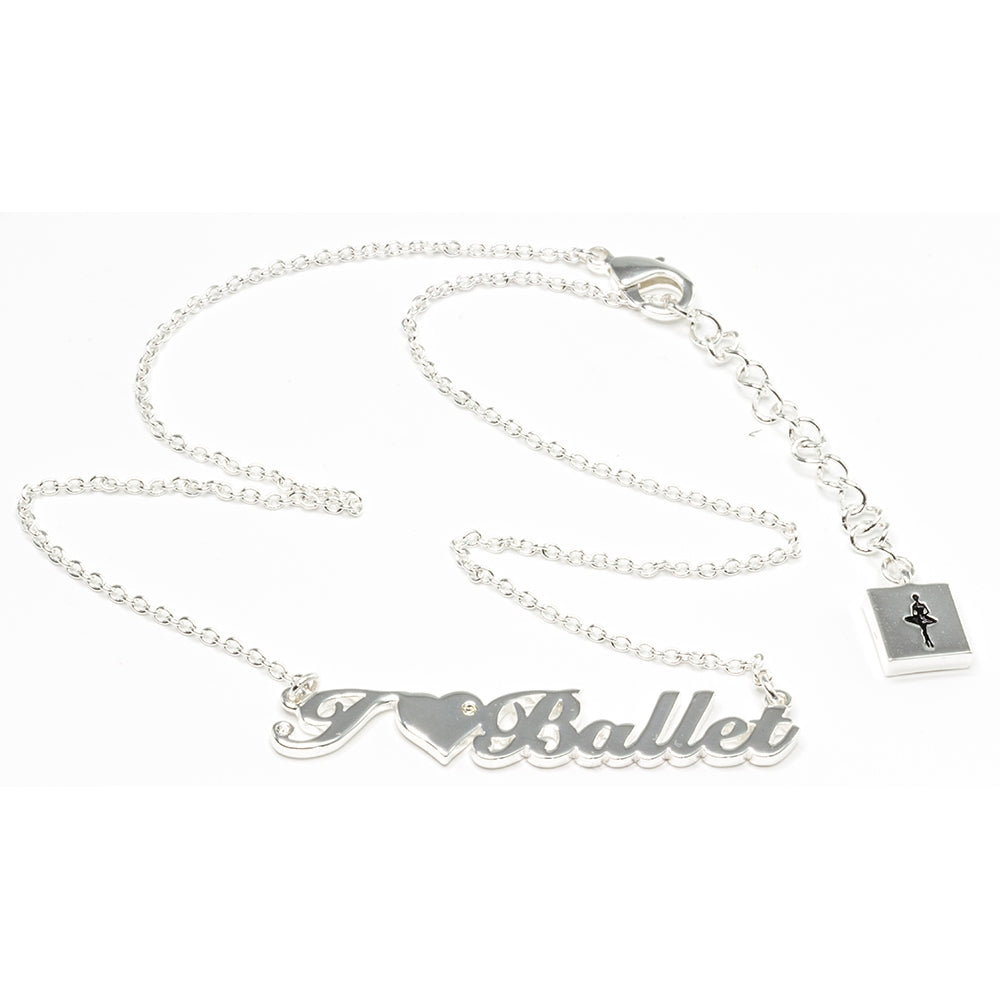 "I Love Ballet" Pendant Polished Silver-toned