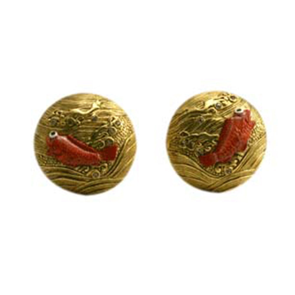 Japanese Inro Fish Clip Earrings