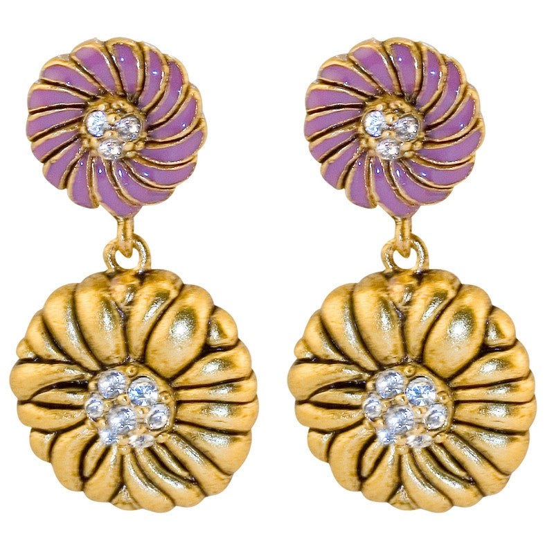 Japanese Inro Flower Ball Earrings