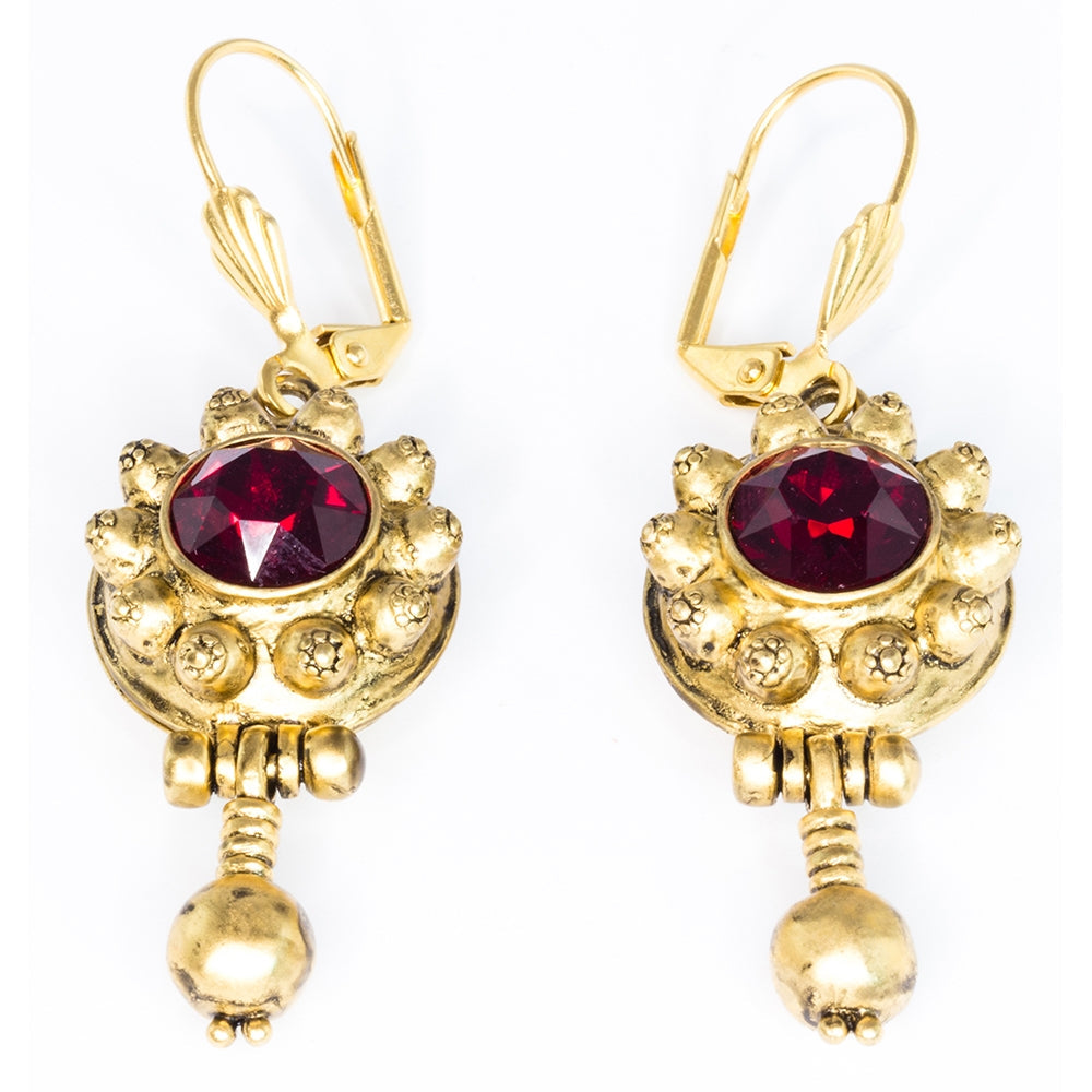 Lombardy Earrings (Red Siam Stone)