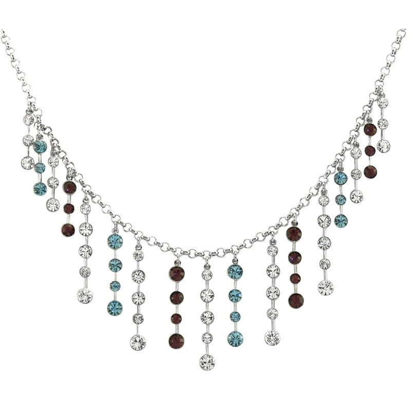 Multi-Coloured Crystal Fringe Tiara Necklace