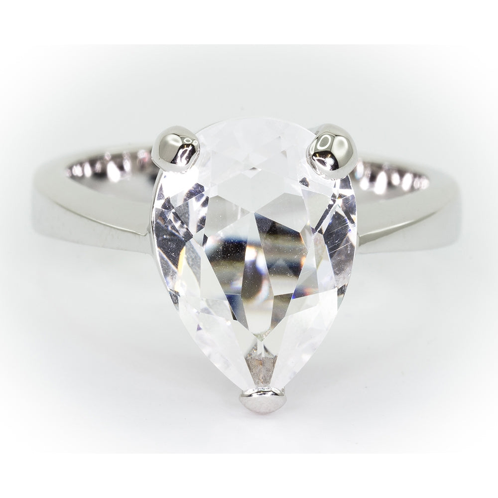 Queen Victoria's Clear Crystal Collet Drop Ring