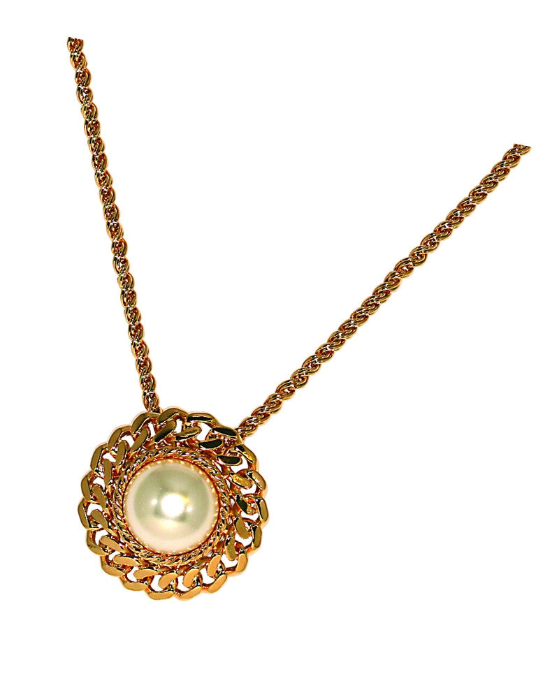 Rope and Faux Pearl Pendant