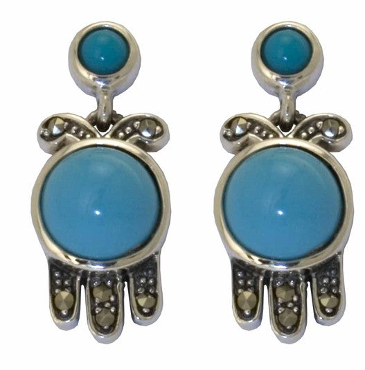 Silver Art Deco Turquoise Earrings Small