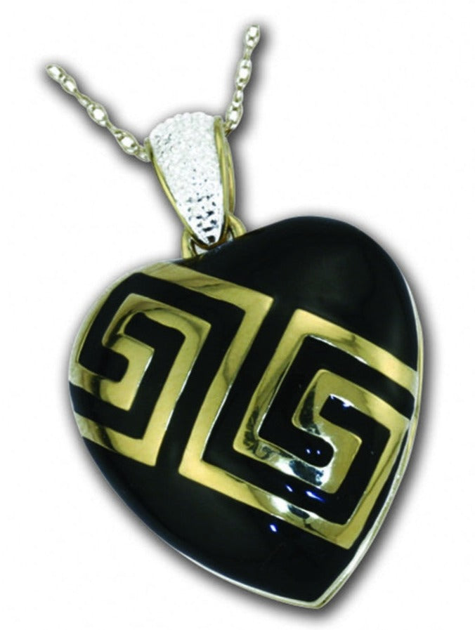 Silver Heart Locket Gold-toned Black Enamel