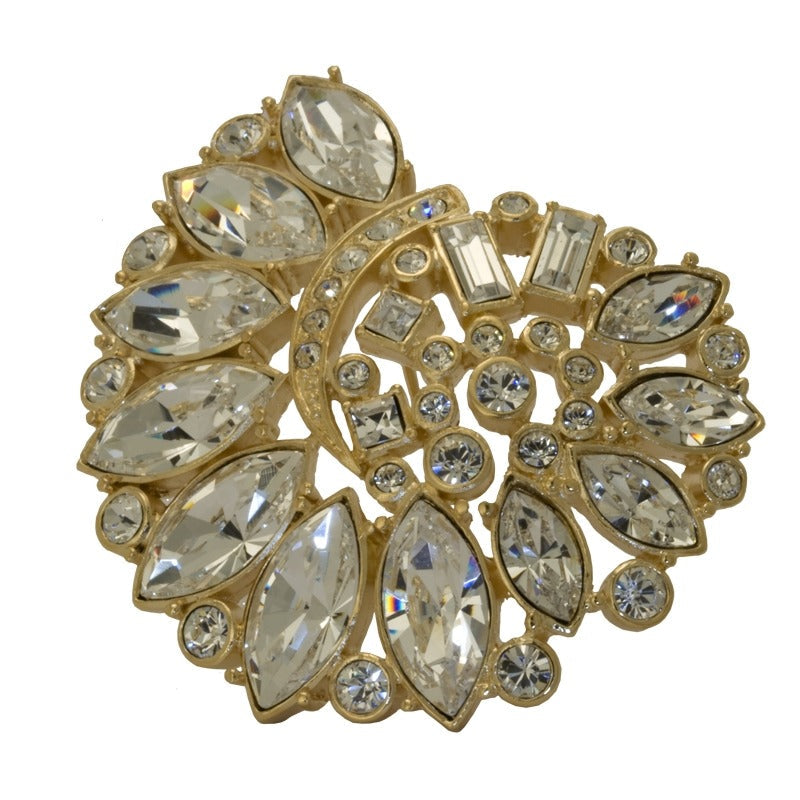 Treasures of the Earth Crystal Gold Toned Brooch