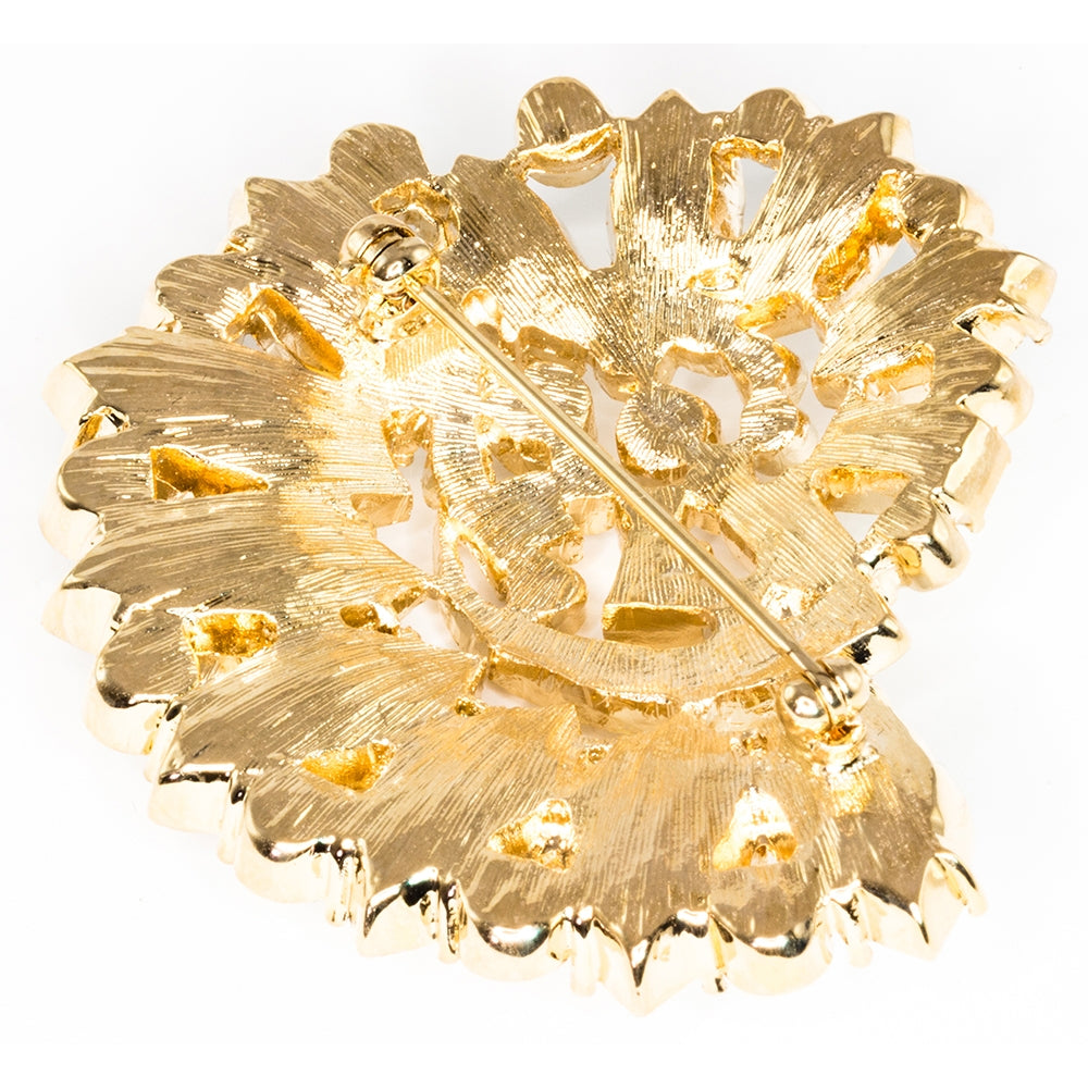 Treasures of the Earth Crystal Gold Toned Brooch