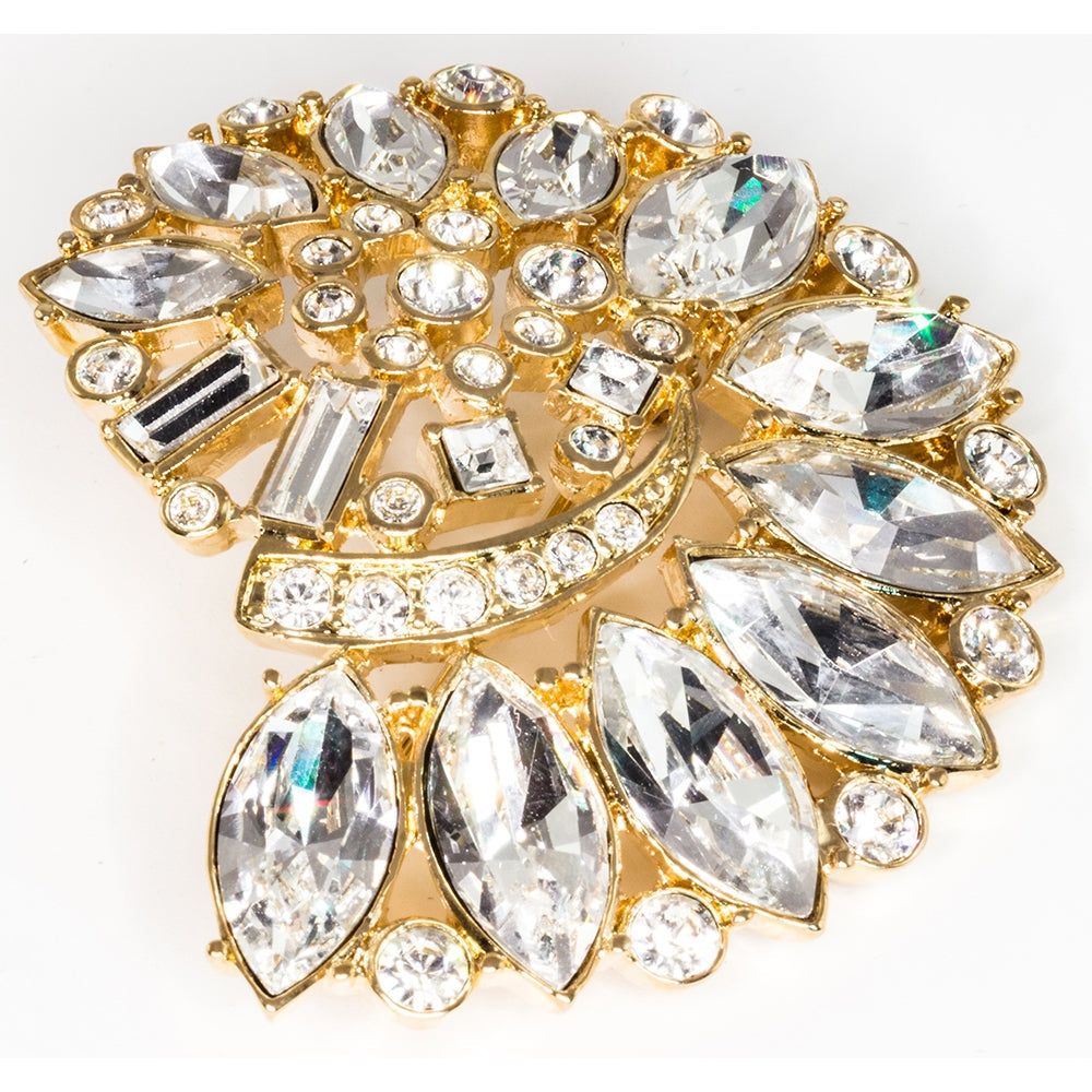 Treasures of the Earth Crystal Gold Toned Brooch