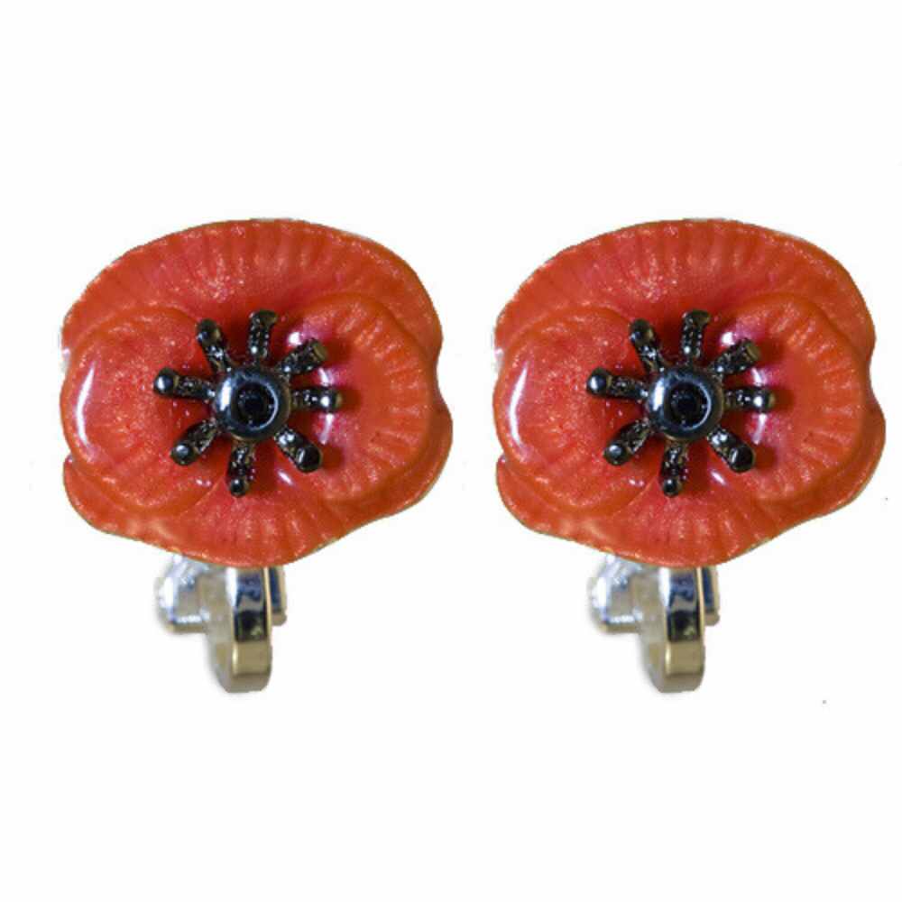 August Poppy Clip-On Earrings - TimeLine Gifts